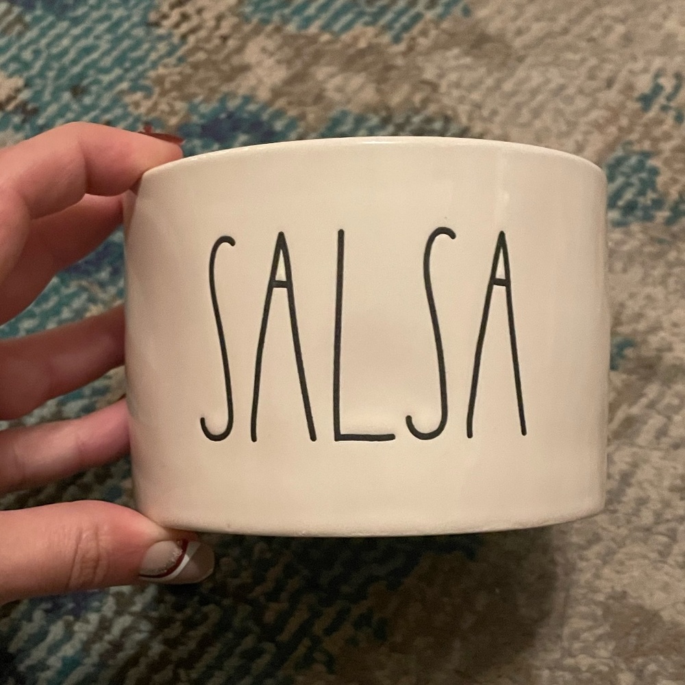 Rae Dunn Salsa and Guac Ceramic Serving Bowl Set with 2 Bamboo Spoons - Picture 6 of 13